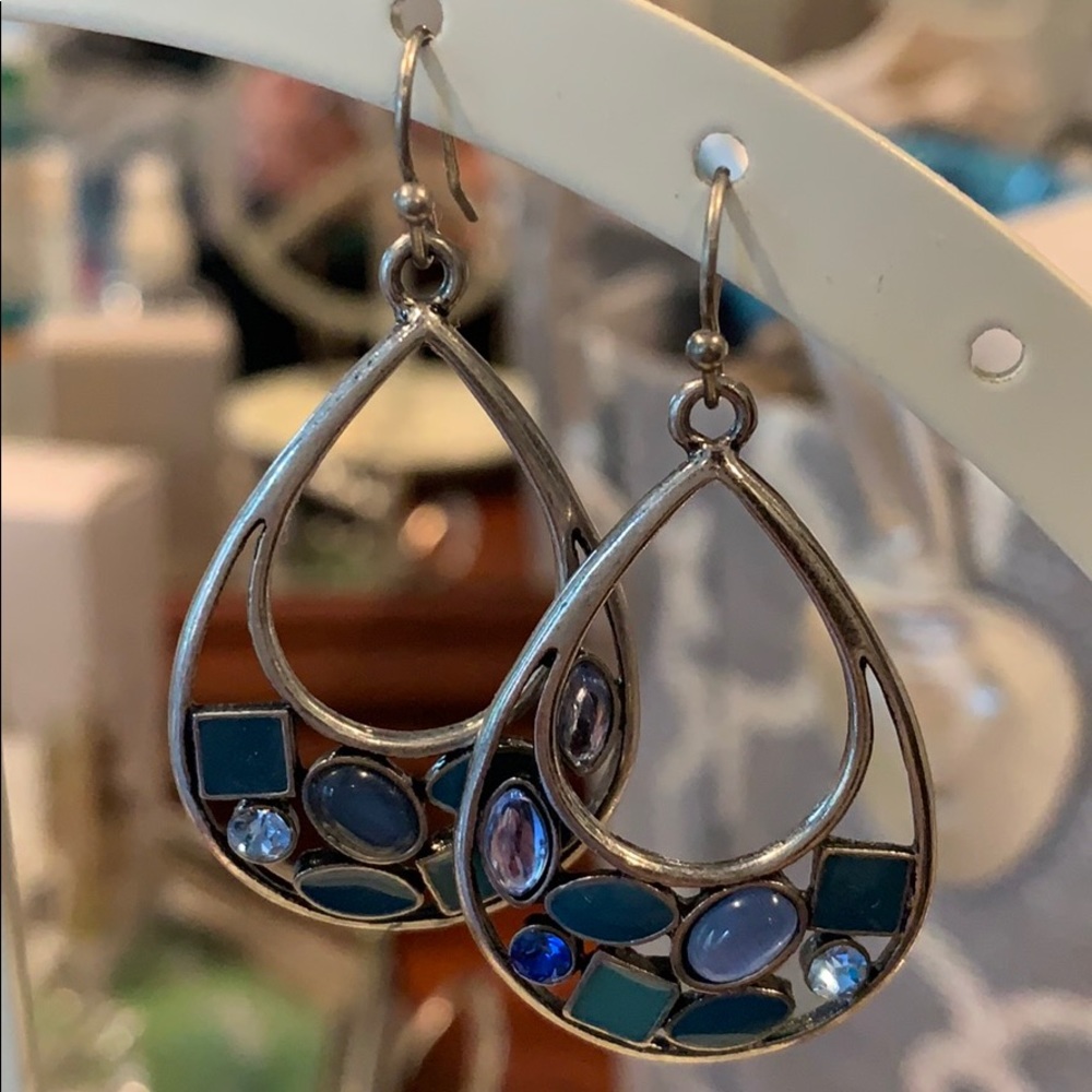 Blue Stone Teardrop Earrings NWOT